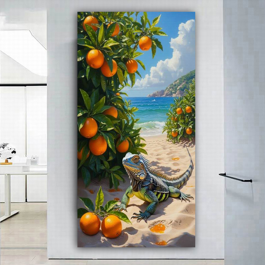 Fruit Roll Up - Diy Diamond Embroidery Beach Orange Lizard
