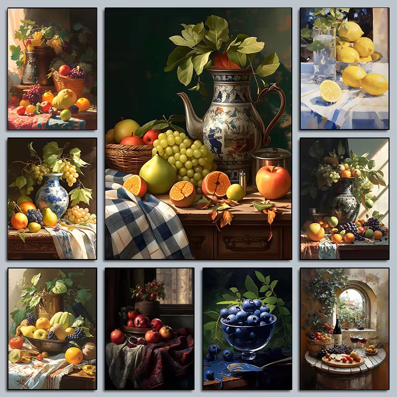 Fruit Roll Up - Diamond Painting Vintage Kitchen Fruits Still