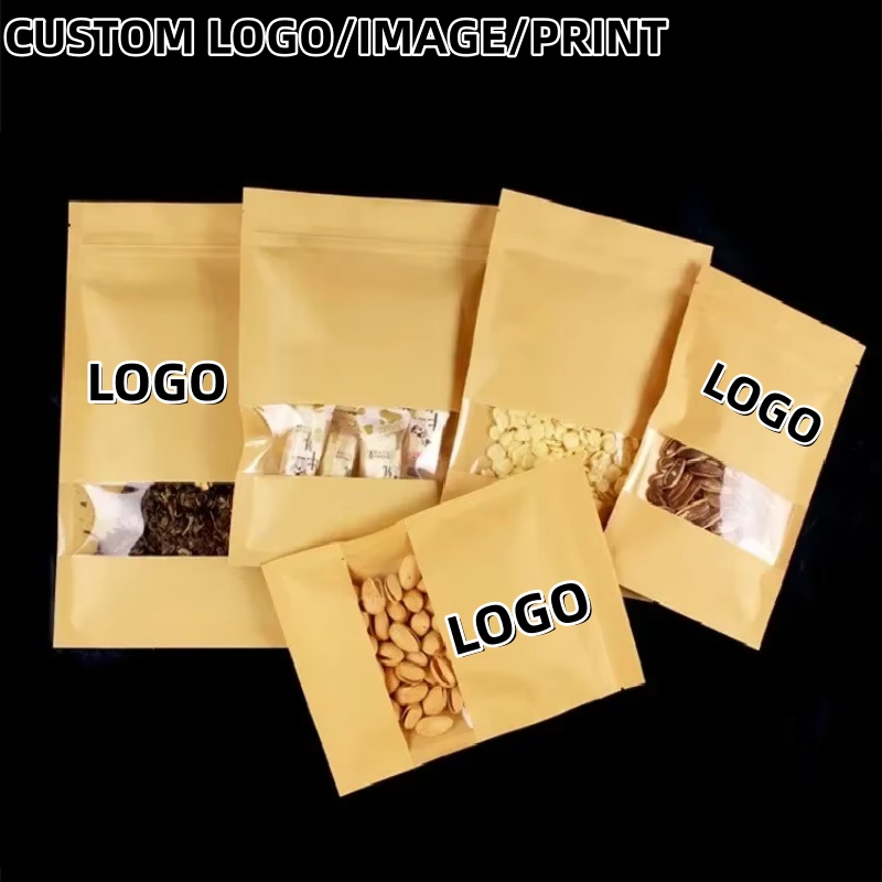 Flat Bottom Kraft Paper Ziploc - Logo Food Snack 评论和价格