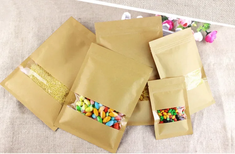Flat Bottom Kraft Paper Ziploc - Logo Food Snack 评论和价格